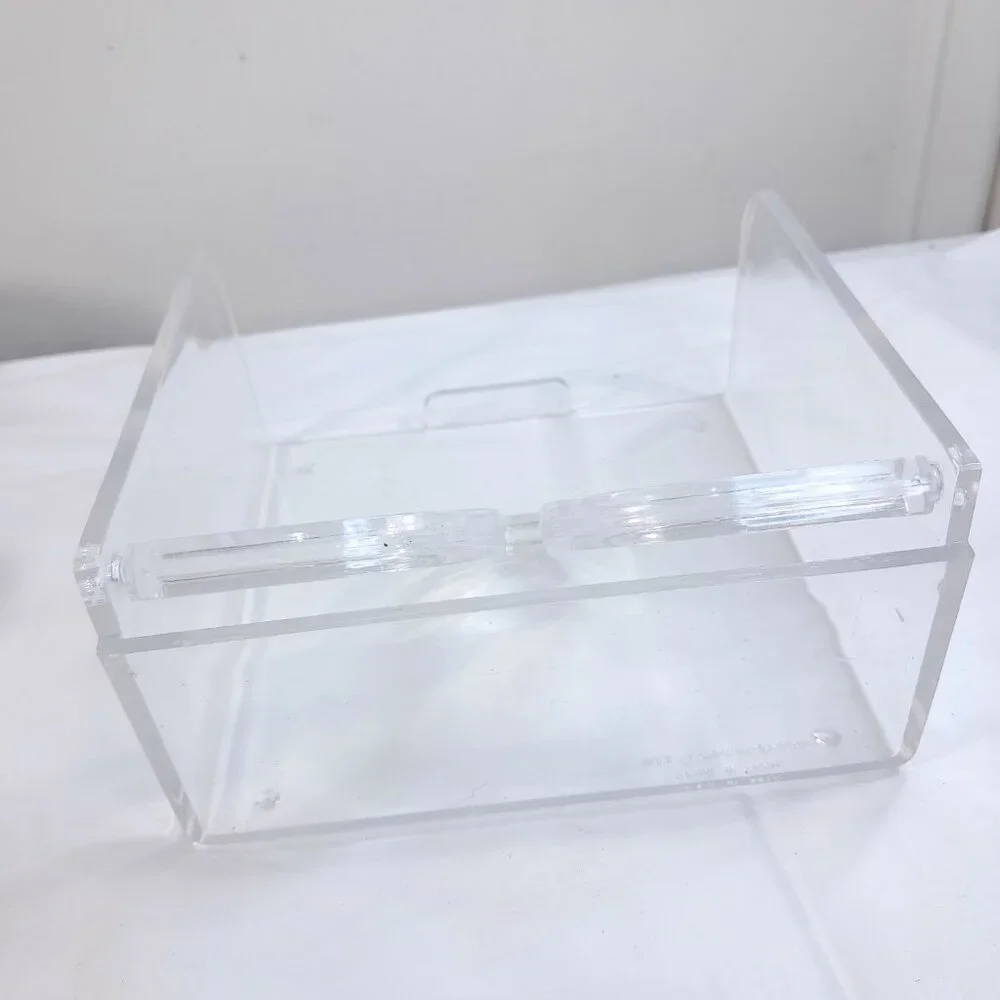 Vintage NCC Lucite COCKTAIL  Napkin Holder Butler clear Plastic Acrylic 1990 mod